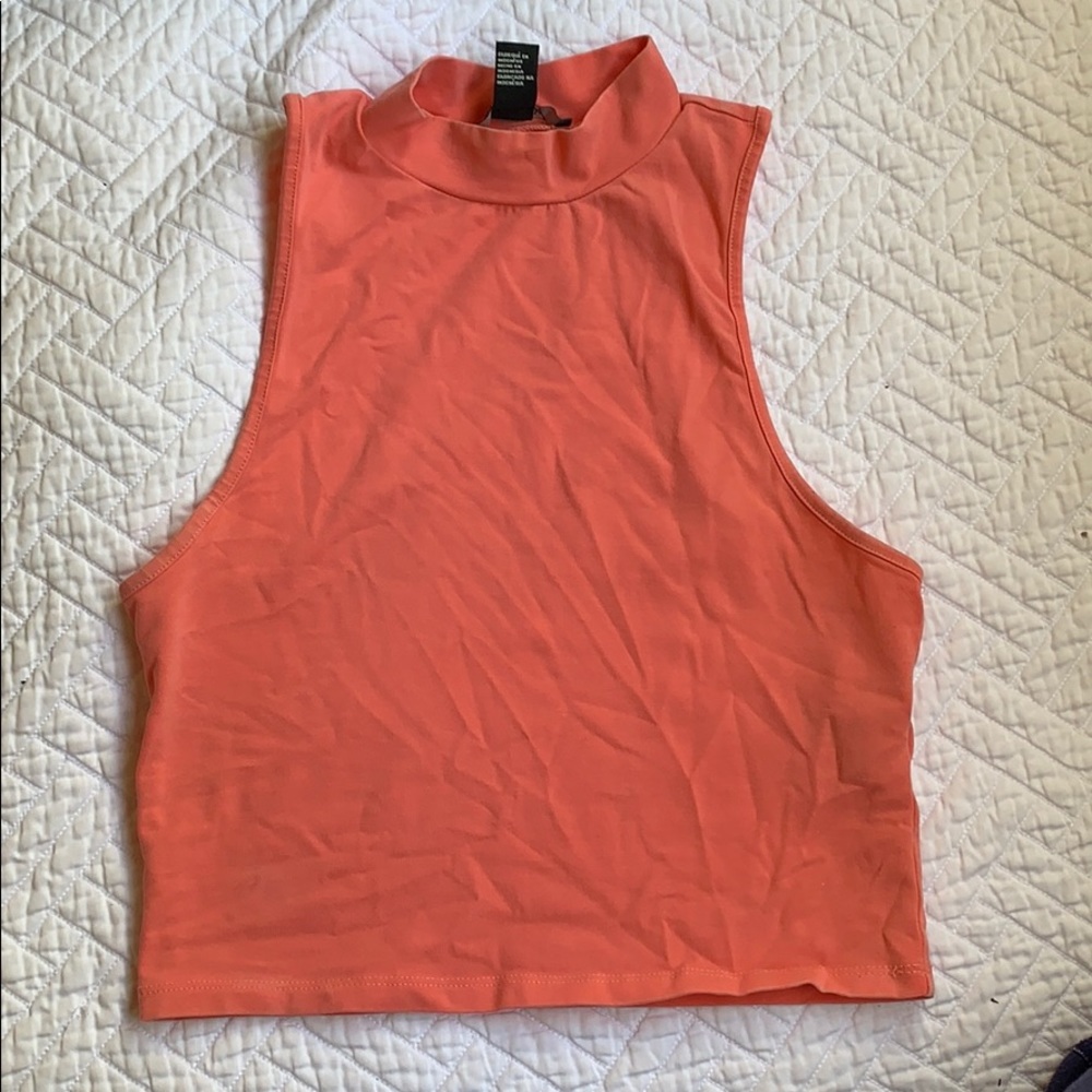 Coral MOCK TURTLE NECK crop!